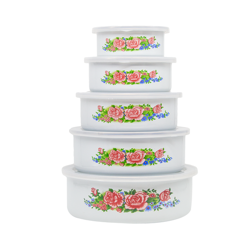 [0440 M1] Set Bowl X5Pc Enlozado Tapa