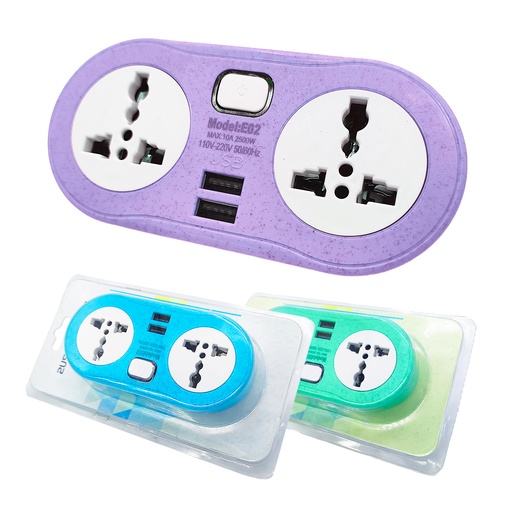 [10213VI] Adaptador 2 Tomas Usb 13X6 Cm