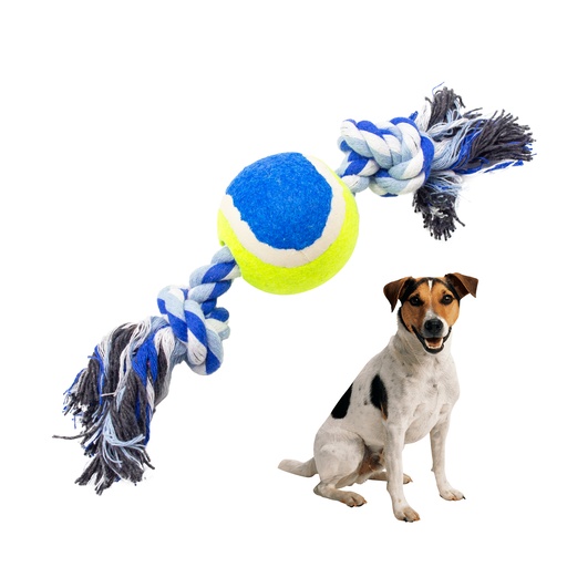 [13045AZ] Pelota Soga Con 2 Nudos 25 Cm