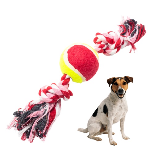 [13045RO] Pelota Soga Con 2 Nudos 25 Cm