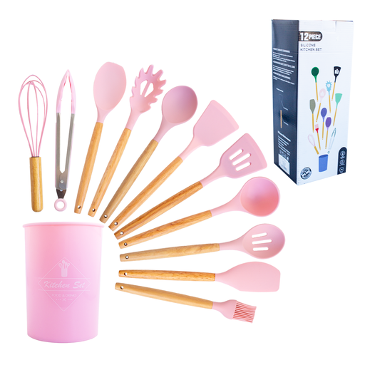 [0795 RS] Set De Utensilios De Cocina X12 Silicona Y Madera